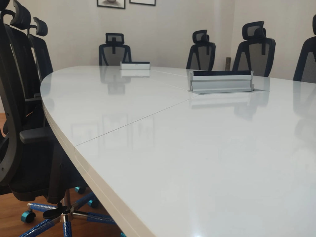 Büyük Oval Toplantı Masası Beyaz ISTANBUL