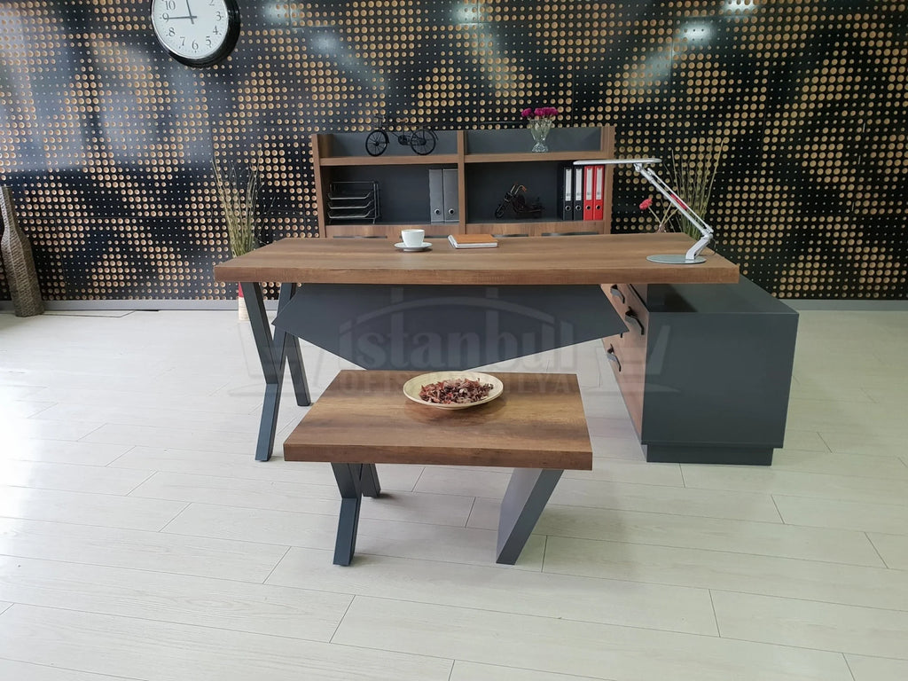Elegant Makam Masası Etejer Dolaplı Barok Antrasit ISTANBUL-TSI