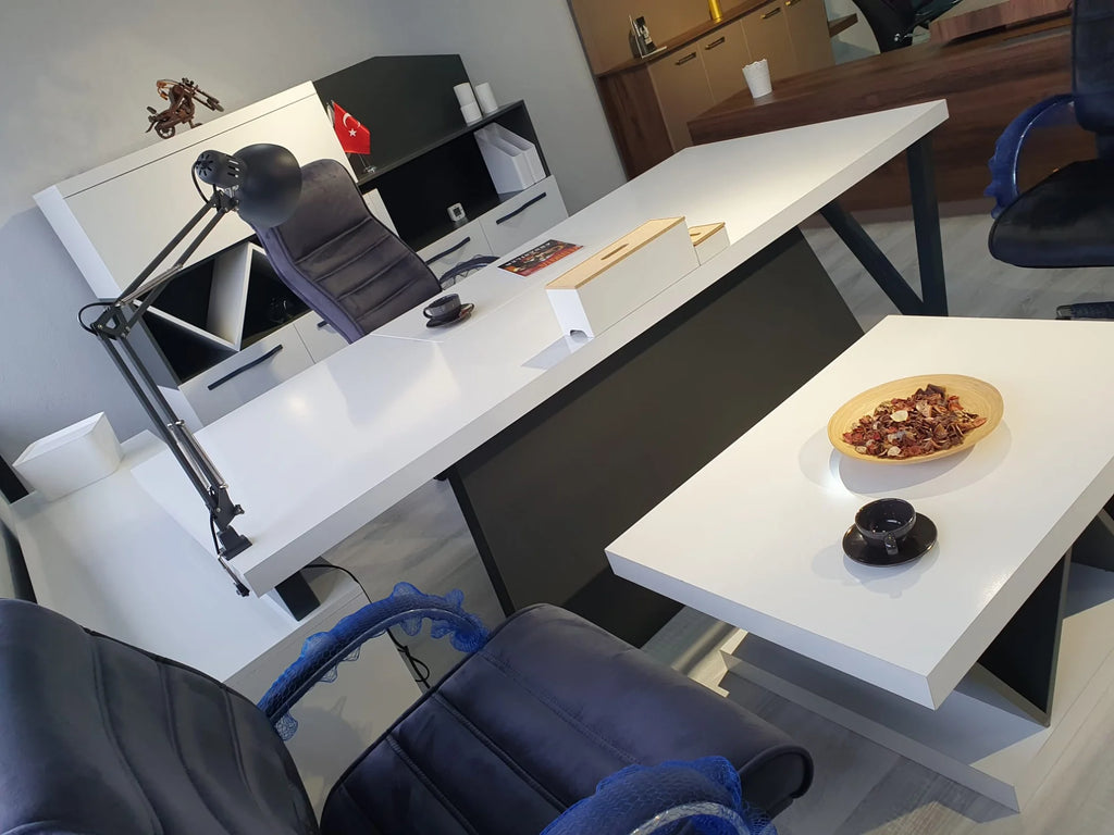 İstanbul Ofis Çamlıca W Makam Takımı Beyaz Antrasit ISTANBUL