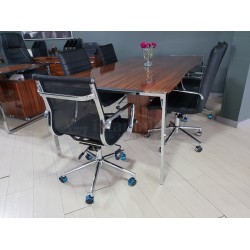 Apple Great Meeting Table High Gloss Walnut Chrome