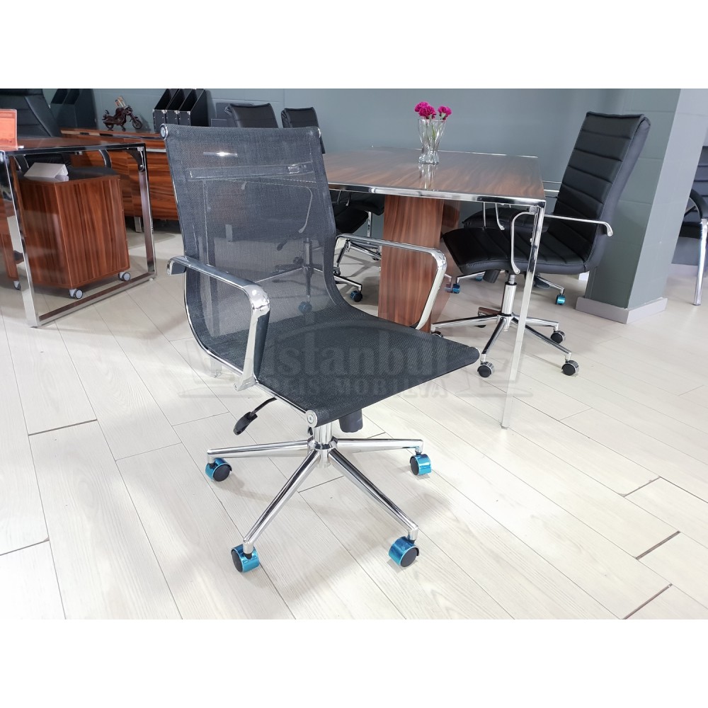 Apple Great Meeting Table High Gloss Walnut Chrome