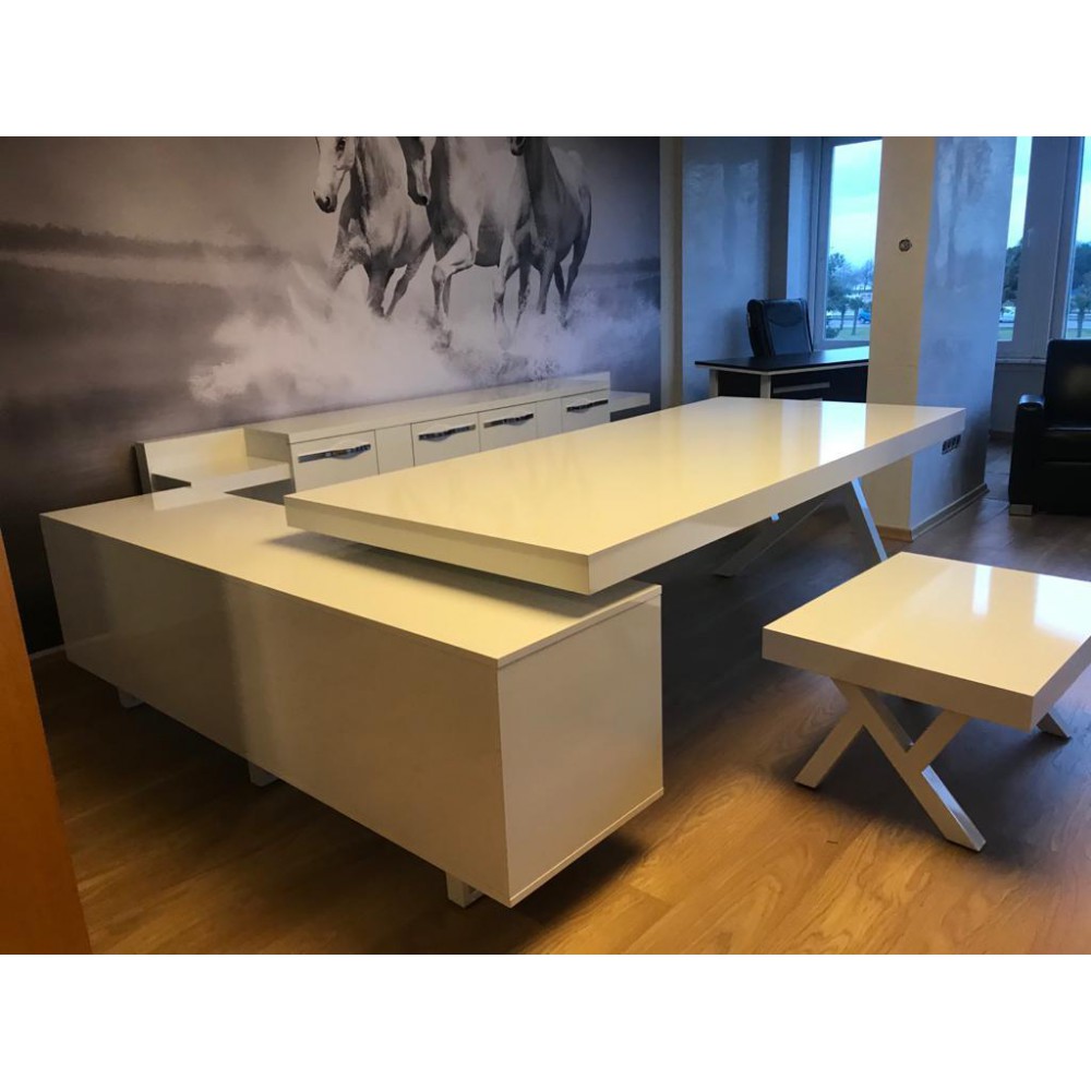 White Executive Office Desk S Class Large
