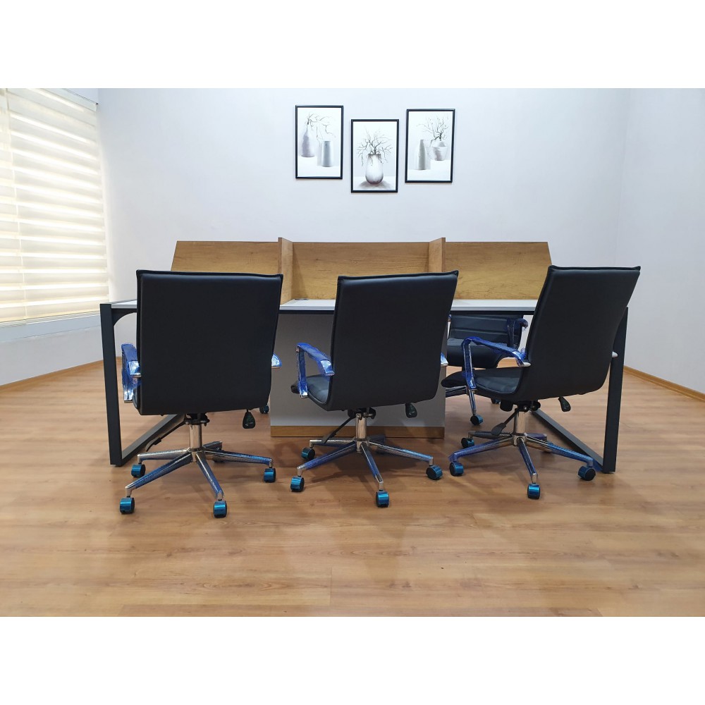 Apple for six person Multiple Workstation Desk - Petra Light Gray 