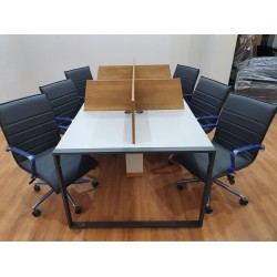 Apple for six person Multiple Workstation Desk - Petra Light Gray 