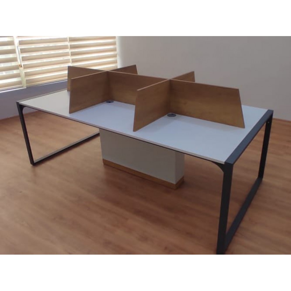 Apple for six person Multiple Workstation Desk - Petra Light Gray 