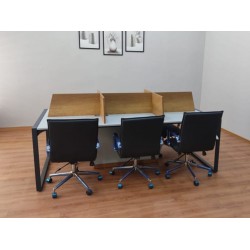 Apple for six person Multiple Workstation Desk - Petra Light Gray 