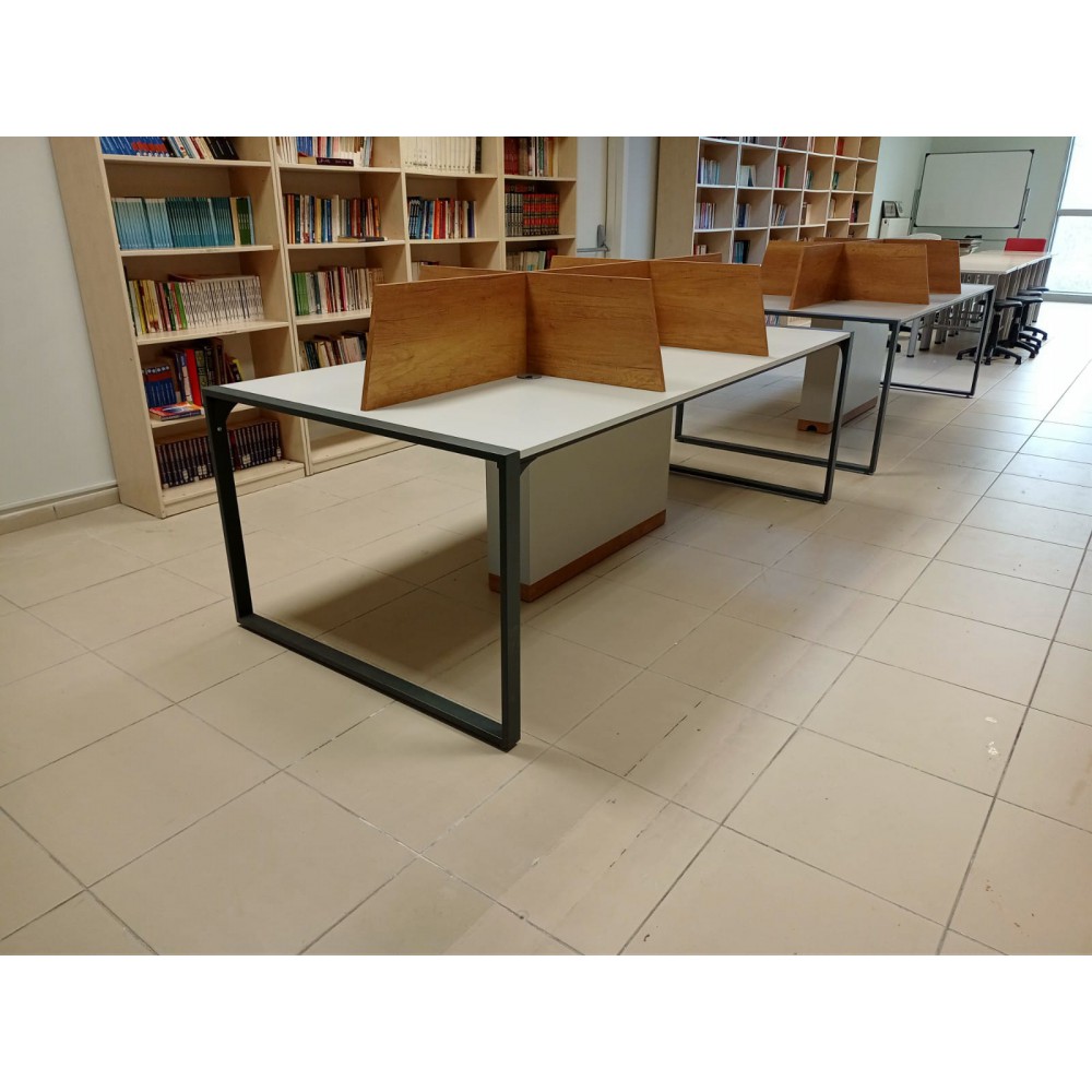 Apple for six person Multiple Workstation Desk - Petra Light Gray 