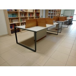 Apple for six person Multiple Workstation Desk - Petra Light Gray 