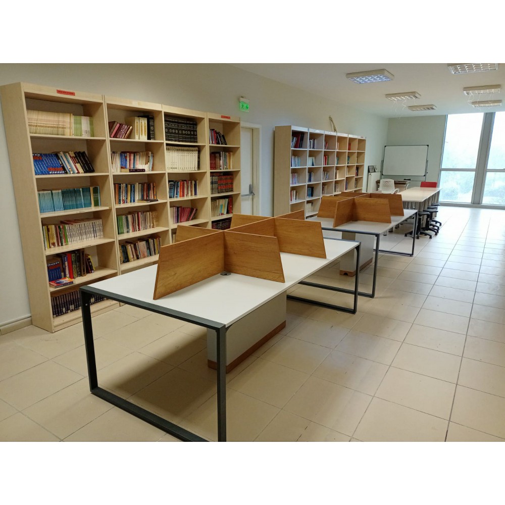 Apple for six person Multiple Workstation Desk - Petra Light Gray 