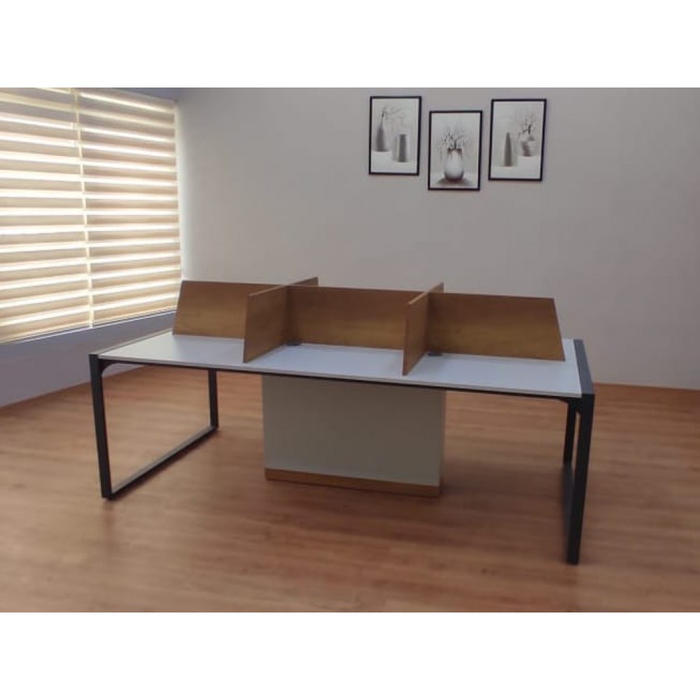 Apple for six person Multiple Workstation Desk - Petra Light Gray 