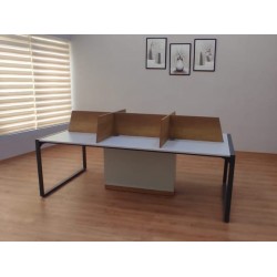 Apple for six person Multiple Workstation Desk - Petra Light Gray 