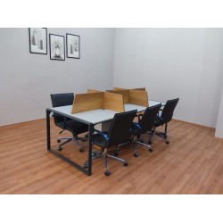 Apple for six person Multiple Workstation Desk - Petra Light Gray 