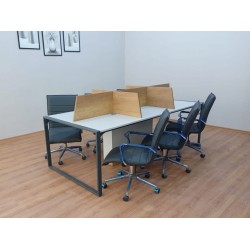 Apple for six person Multiple Workstation Desk - Petra Light Gray 