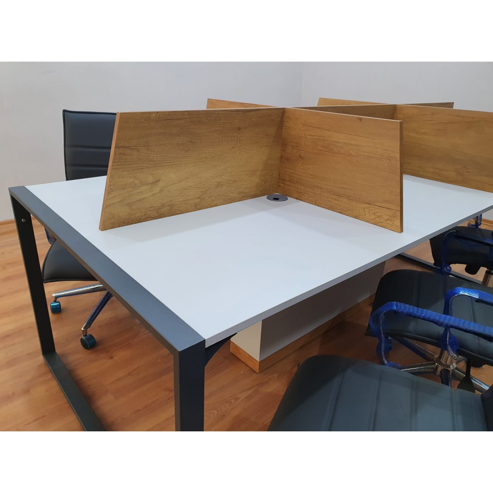 Apple for six person Multiple Workstation Desk - Petra Light Gray 