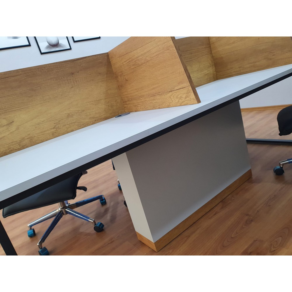 Apple for six person Multiple Workstation Desk - Petra Light Gray 