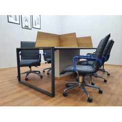 Apple for six person Multiple Workstation Desk - Petra Light Gray 