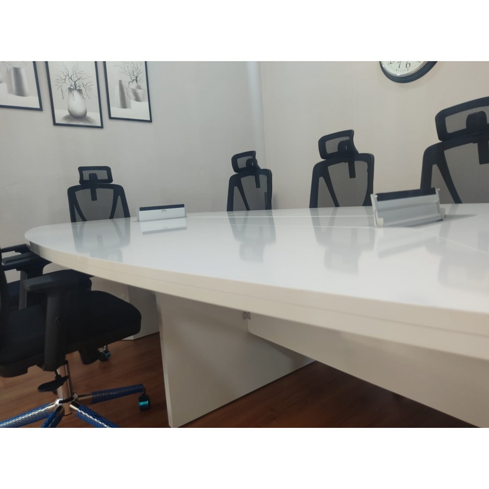 Large Oval Meeting Table White