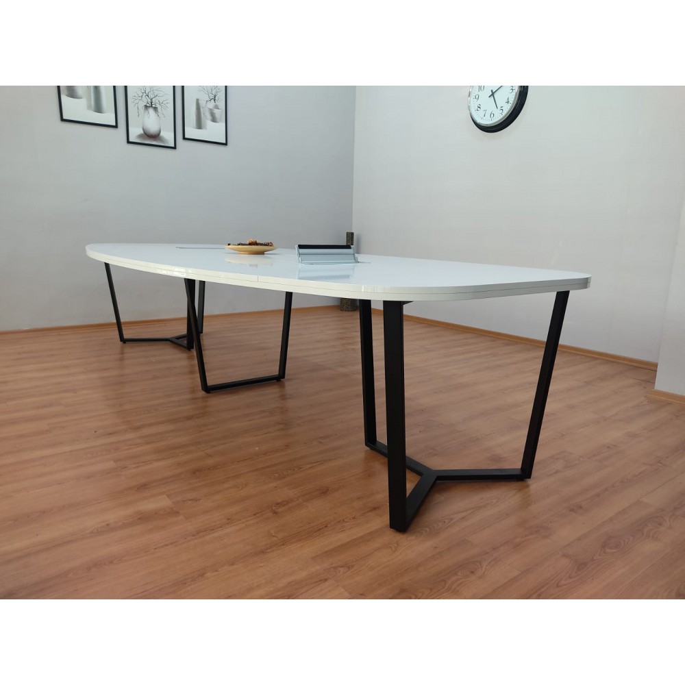 Large Oval Meeting Table White