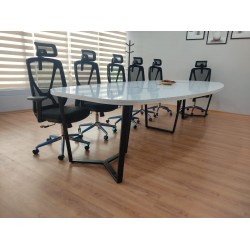 Large Oval Meeting Table White