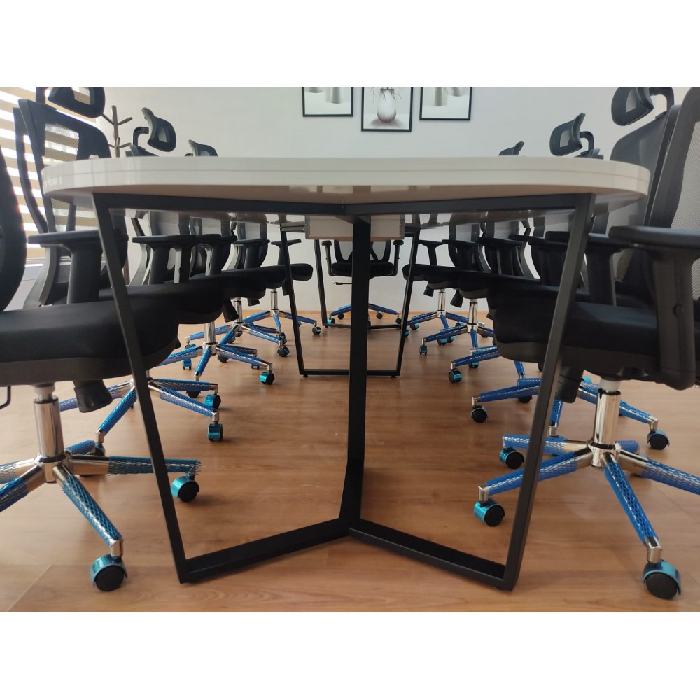 Large Oval Meeting Table White