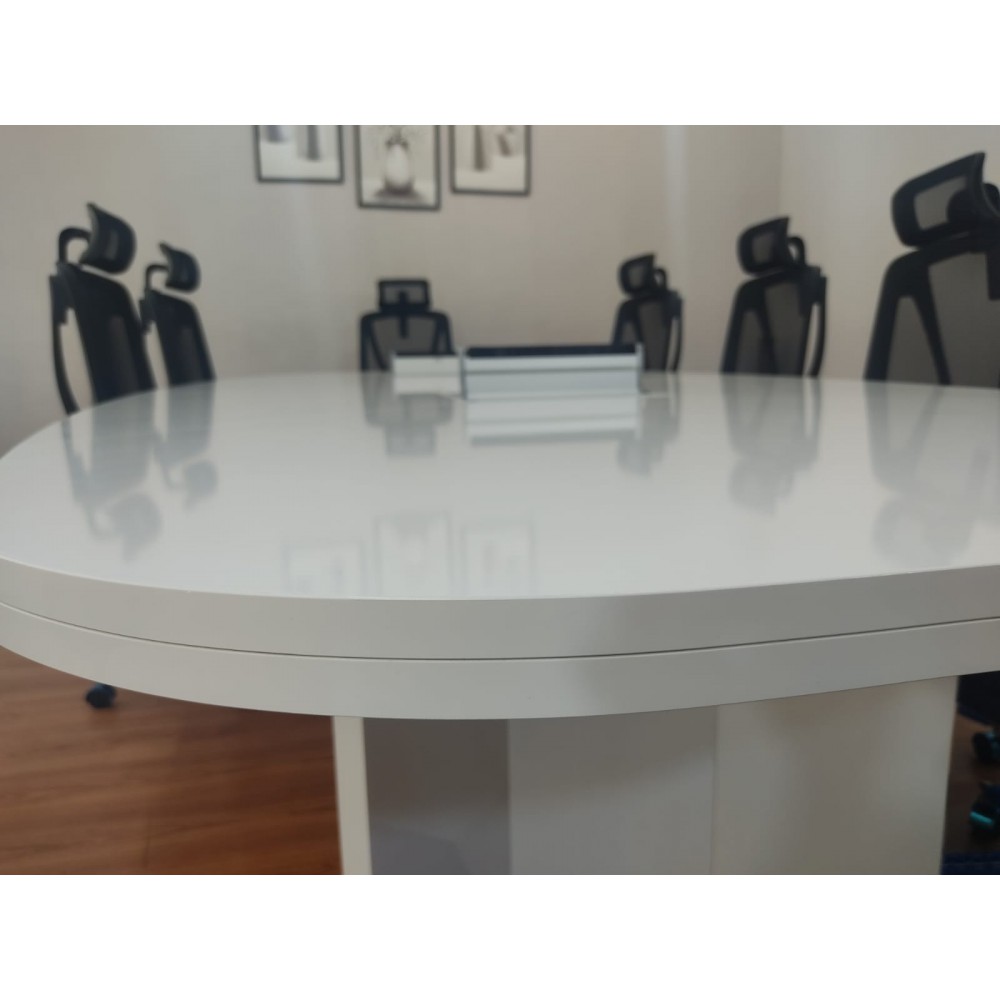 Large Oval Meeting Table White