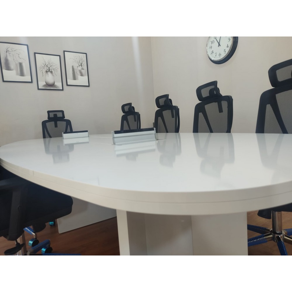 Large Oval Meeting Table White