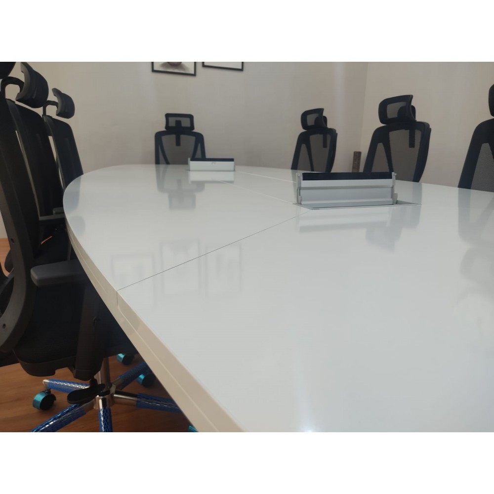 Large Oval Meeting Table White
