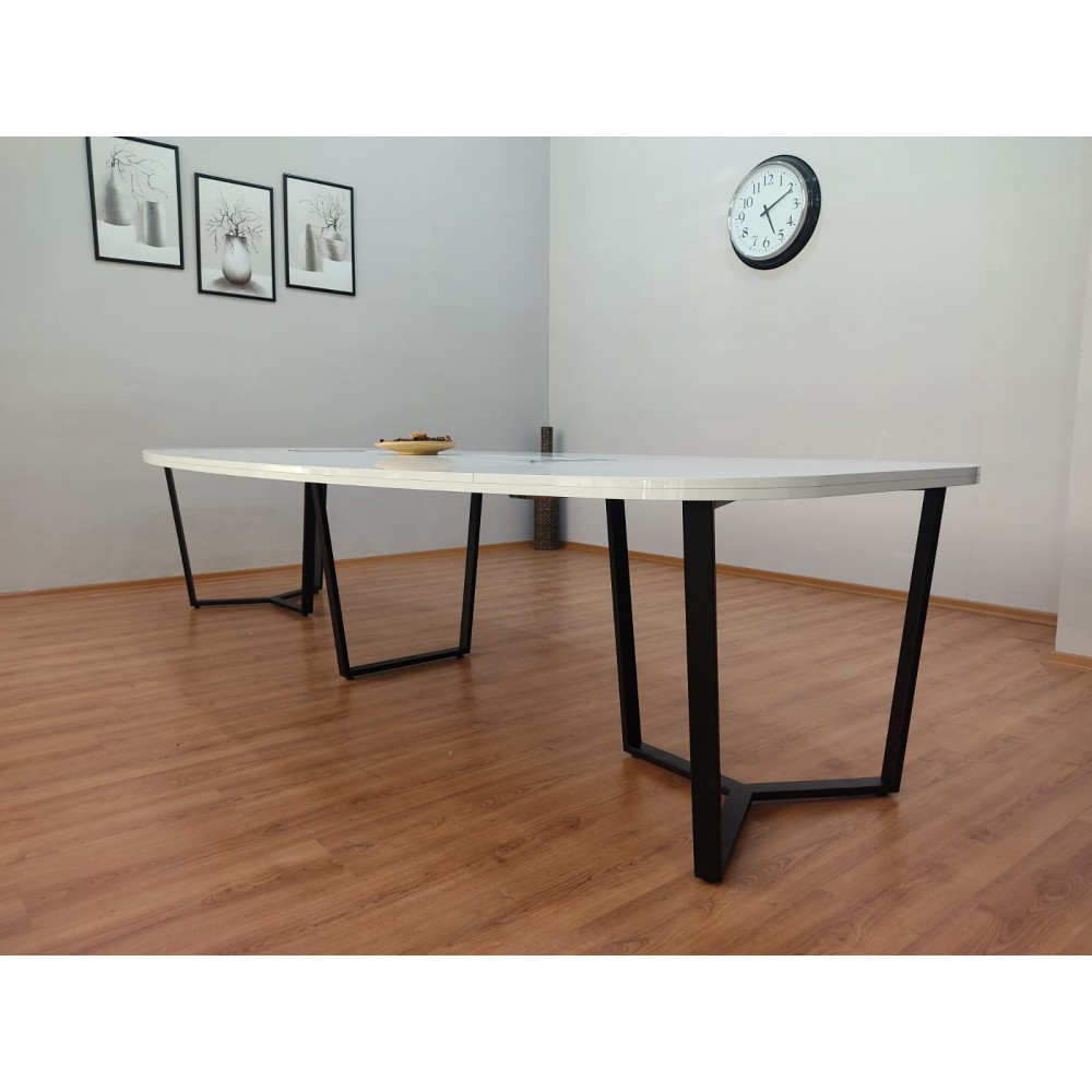 Large Oval Meeting Table White