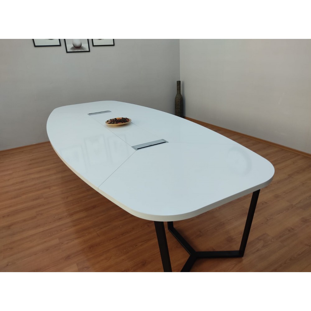 Large Oval Meeting Table White