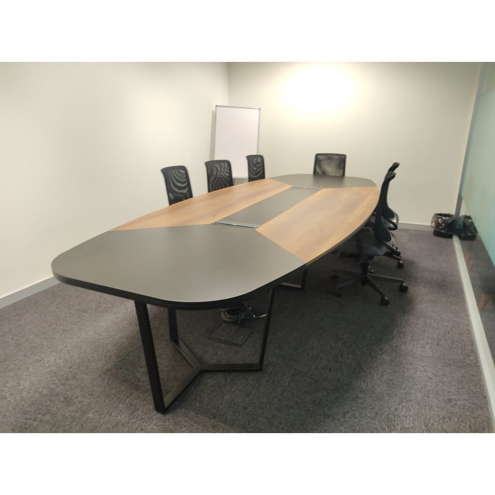 Large Oval Meeting Table Baroque Anthracite