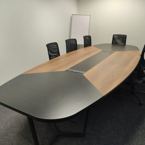 Large Oval Meeting Table Baroque Anthracite