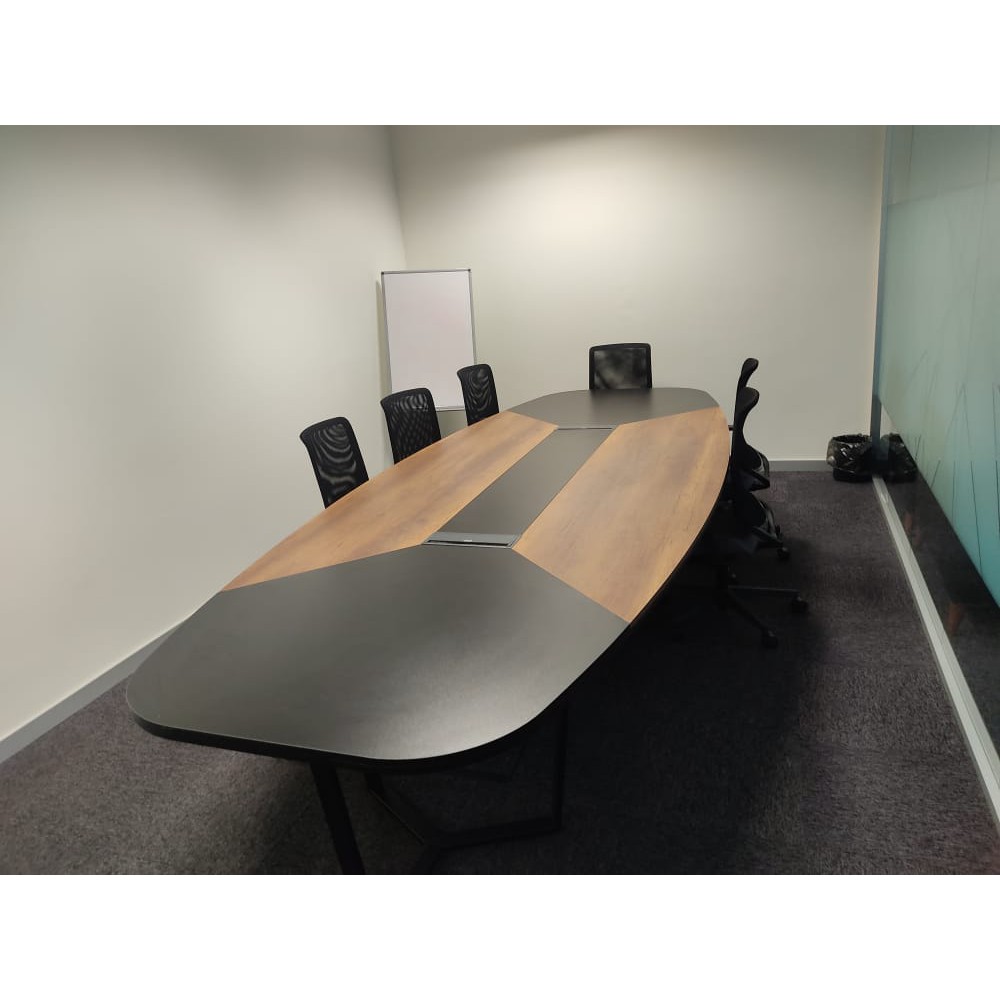 Large Oval Meeting Table Baroque Anthracite