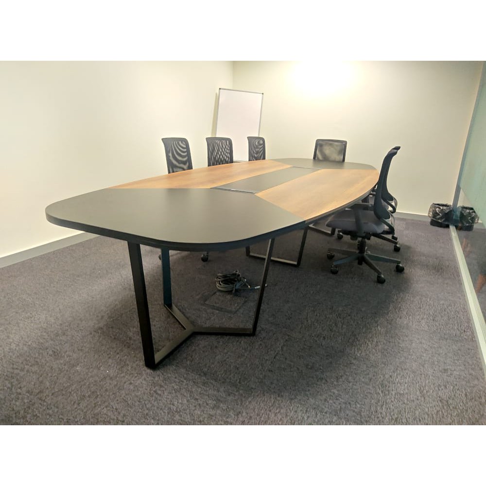 Large Oval Meeting Table Baroque Anthracite