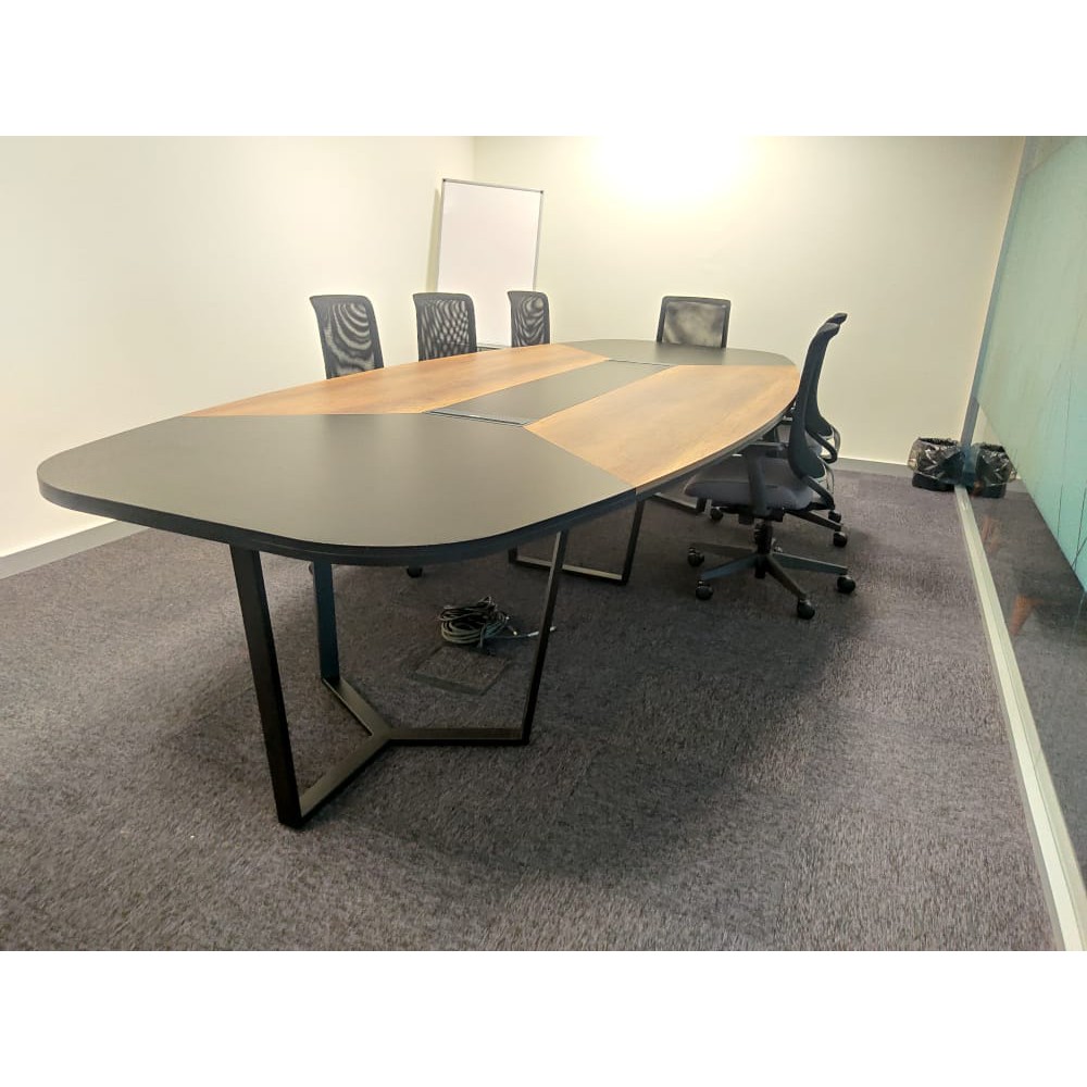 Large Oval Meeting Table Baroque Anthracite