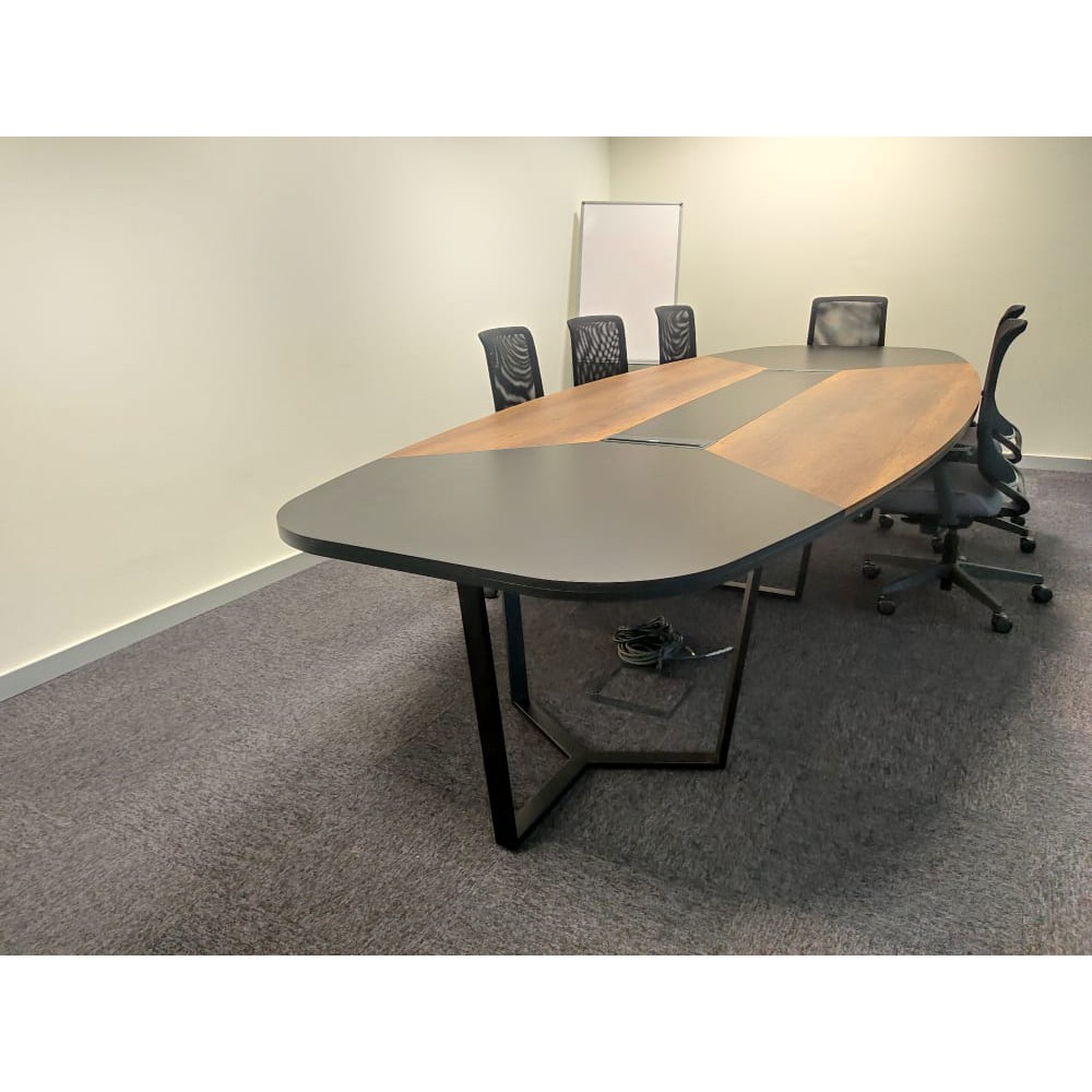 Large Oval Meeting Table Baroque Anthracite