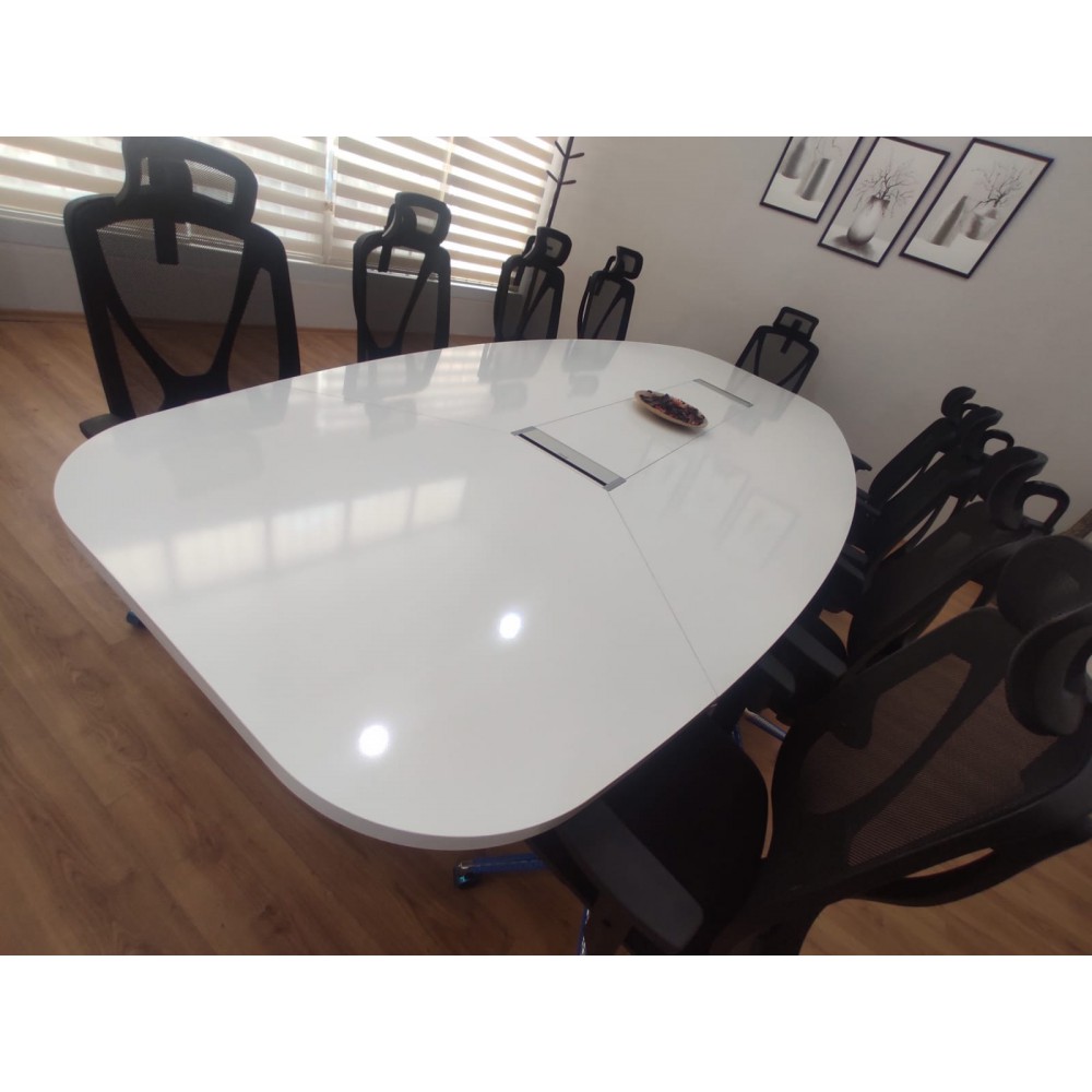 Large Oval Meeting Table White