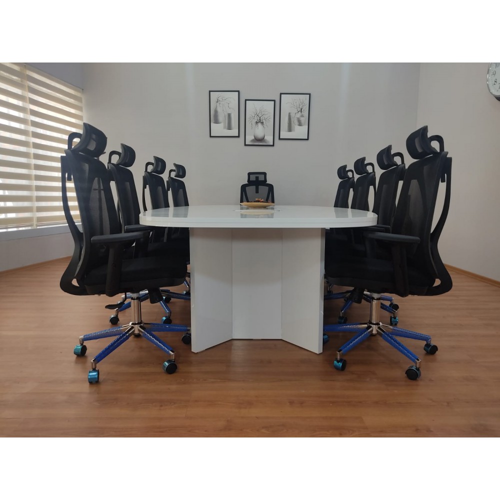 Large Oval Meeting Table White