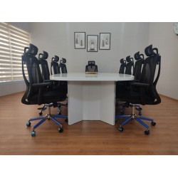Large Oval Meeting Table White
