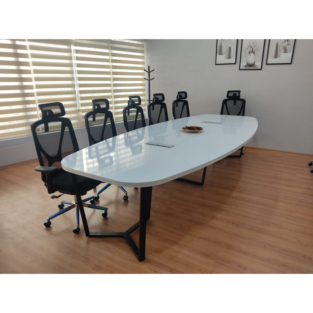 Large Oval Meeting Table White
