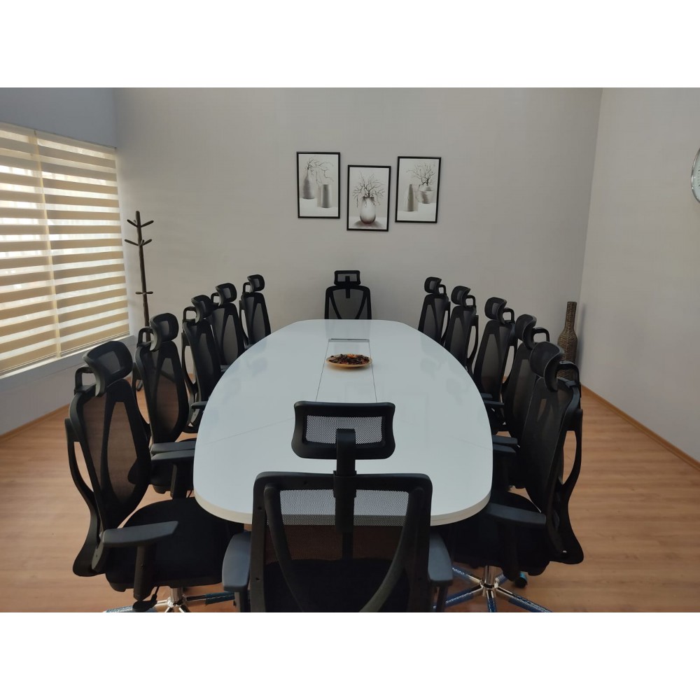 Large Oval Meeting Table White