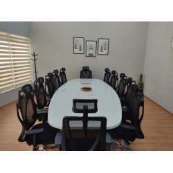 Large Oval Meeting Table White
