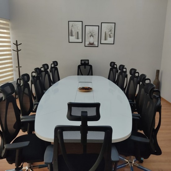 Large Oval Meeting Table White