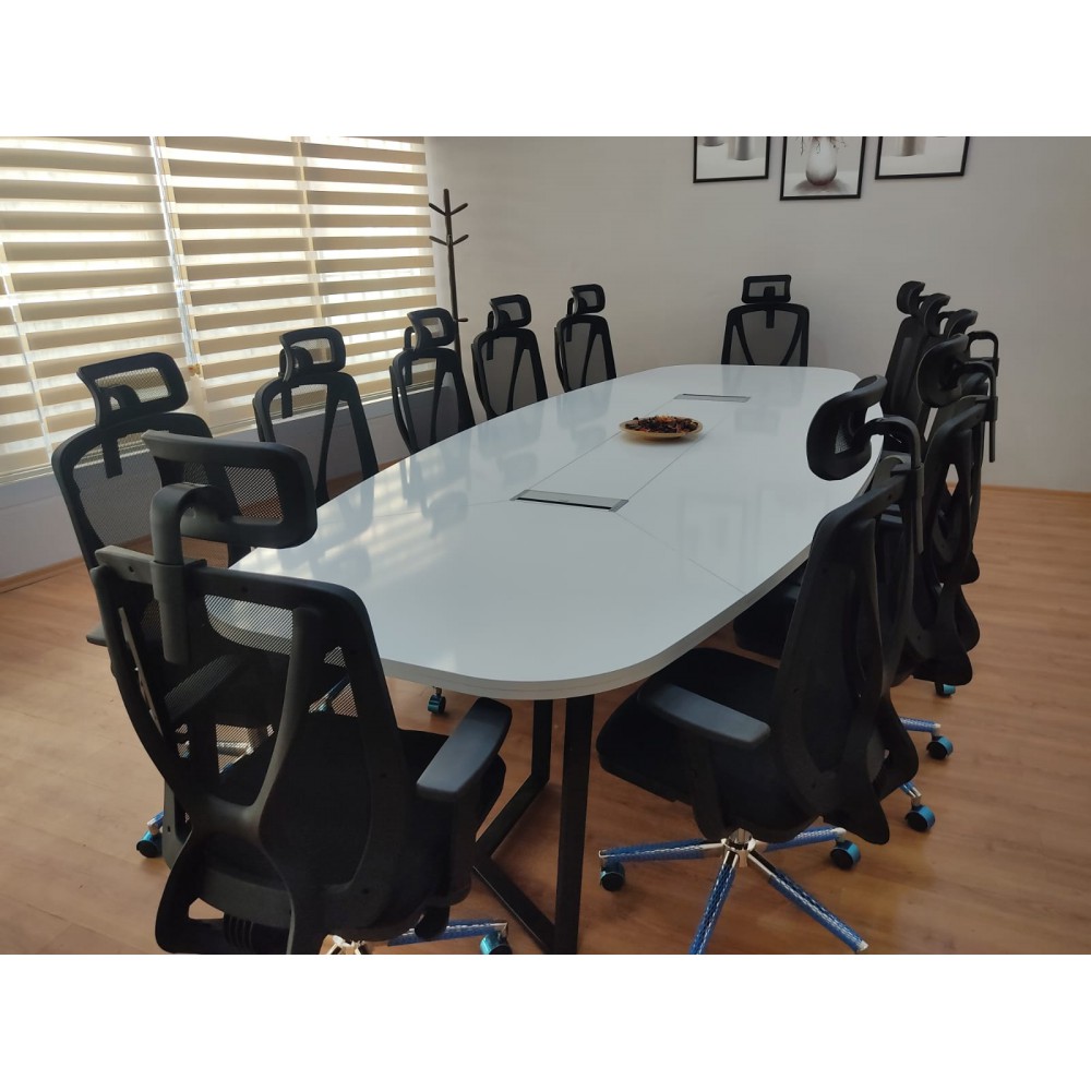 Large Oval Meeting Table White