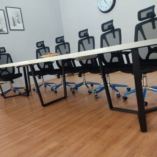 Large Oval Meeting Table White