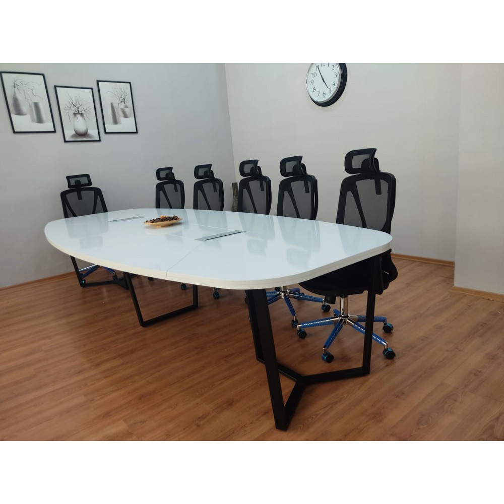 Large Oval Meeting Table White