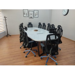 Large Oval Meeting Table White