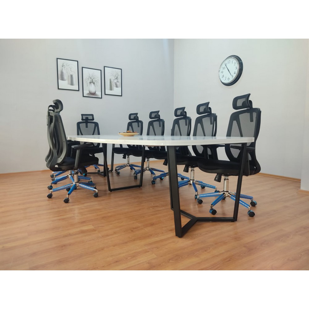 Large Oval Meeting Table White