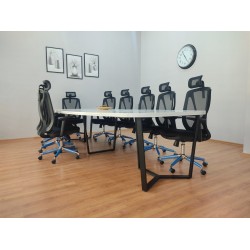 Large Oval Meeting Table White