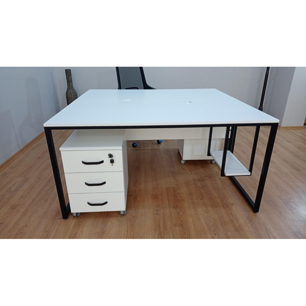 White Keson Binary Desk