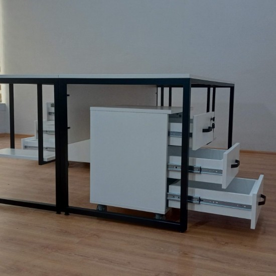 White Keson Binary Desk